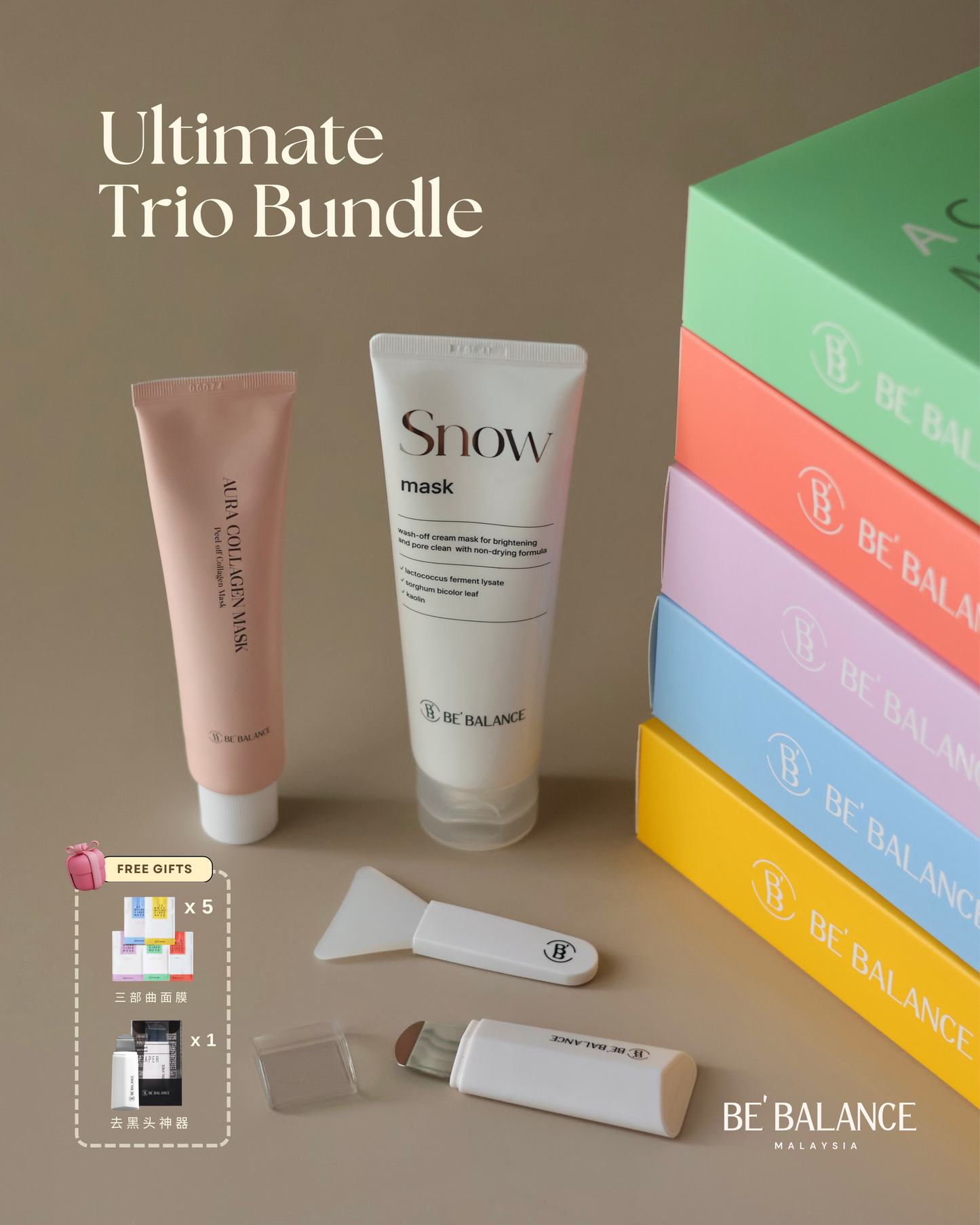 Bundle of 3 - Sheet Mask + Aura Collagen Mask + Snow Mask (JessC Group Buy) - Be Balance Malaysia